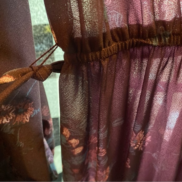 Vintage Patty O’Neil purple Embellished Pleated Gown with Long Bishop Sl… - Picture 5 of 16